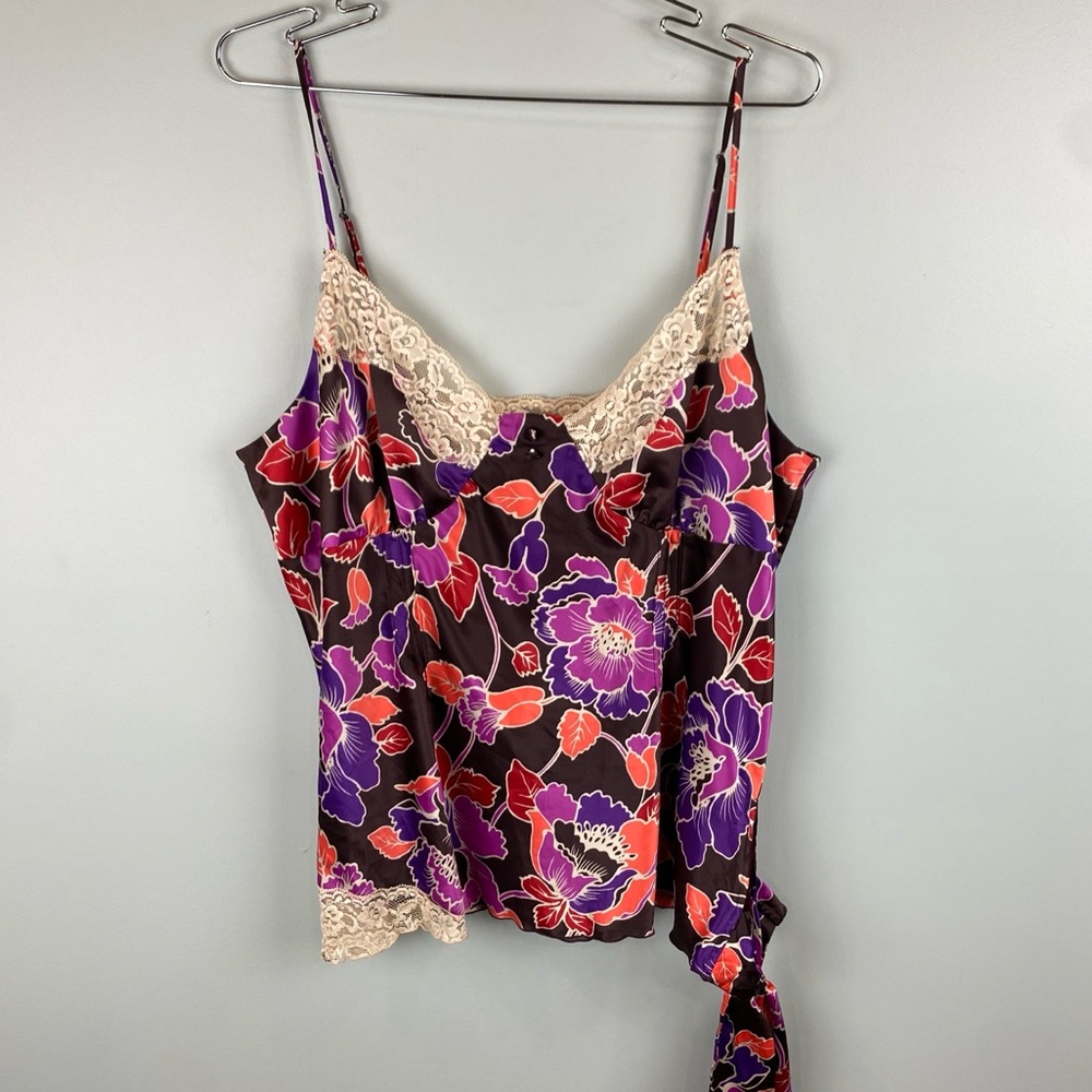 NWT Mixit Floral Lace Cami Tank Top Side Tie Bow Modern Y2K 90s size XL